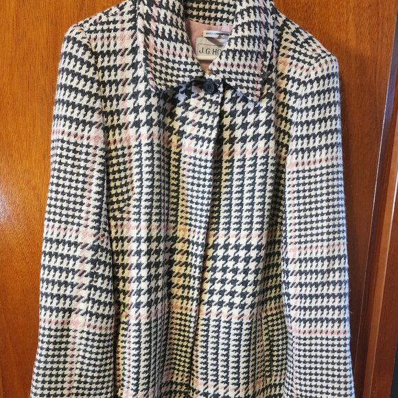 Women's Size 14 J.G. Hook Cream/Gray/Pink Wool Blend Full Length Coat - Picture 2 of 11